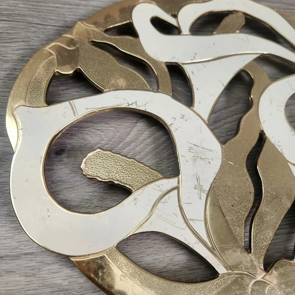 Vintage Gold White Calla Lily Trivet 9
